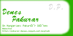 denes pakurar business card